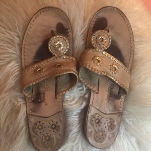 Jack Rogers Nantucket  tan and gold sandals